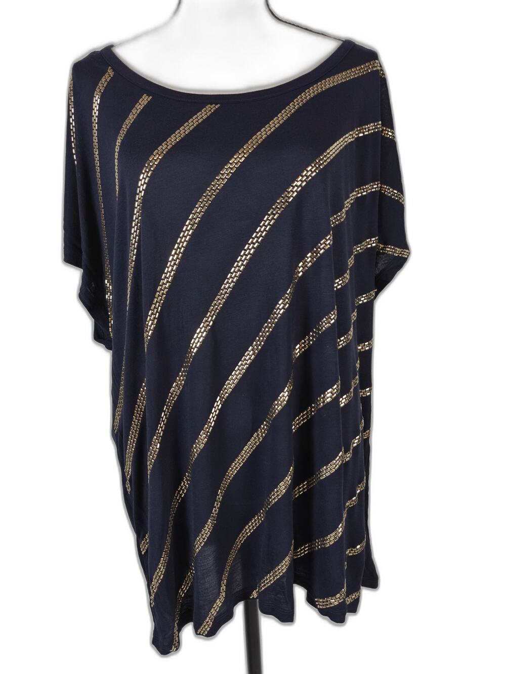 Women's Michael Michael Kors Embellished Tunic Navy Blue 3X